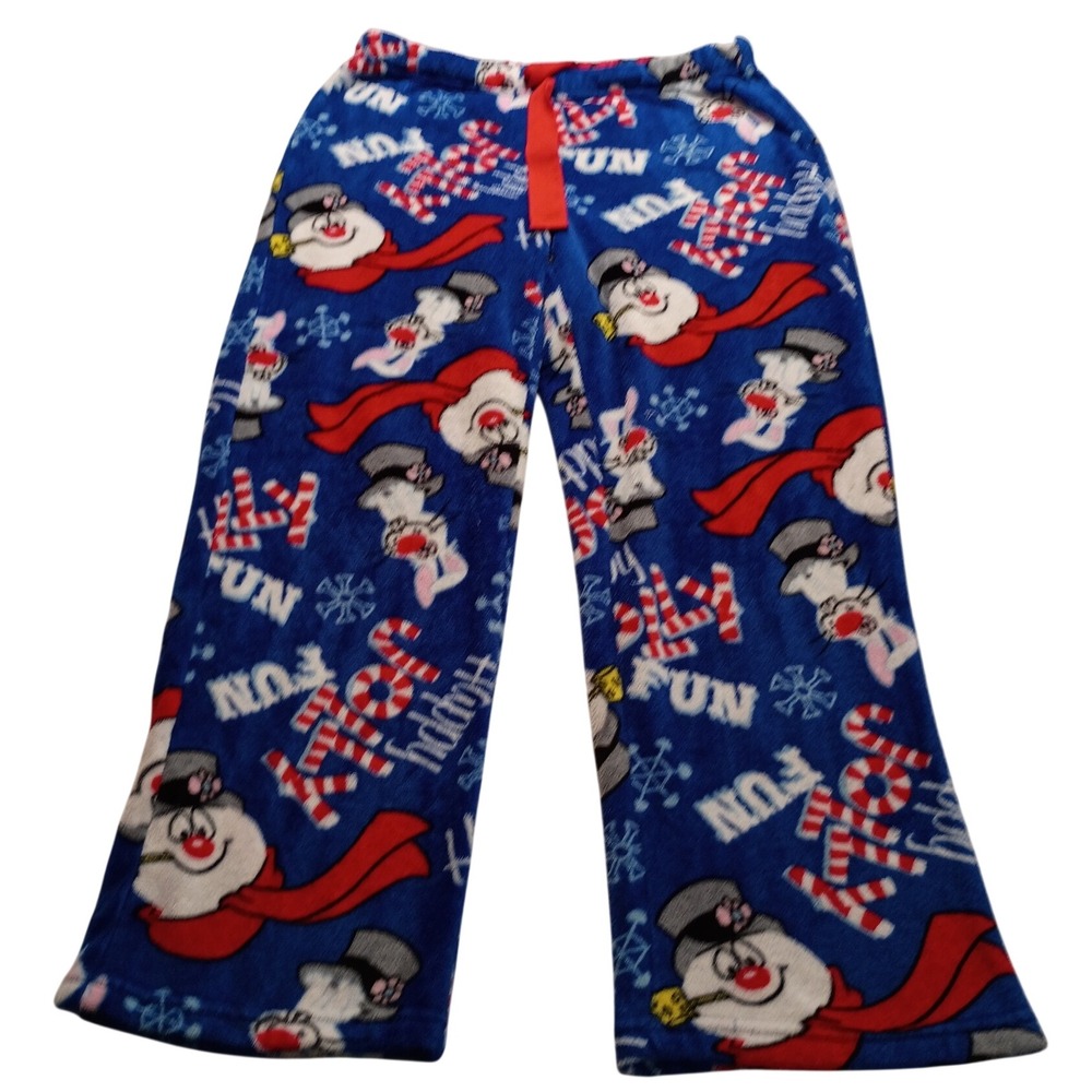 Frosty the Snowman Pajama Pants Women's Fleece Blue M 8-10 Holiday Sleepwear
